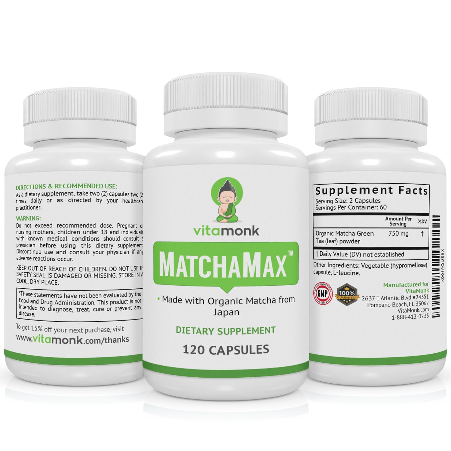 VitaMonk MATCHAMAX : dosage portable et étui pratique pour voyager.