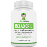 VitaMonk Relaxeril sur la bouteille, soulagement potentiel des tensions musculaires.