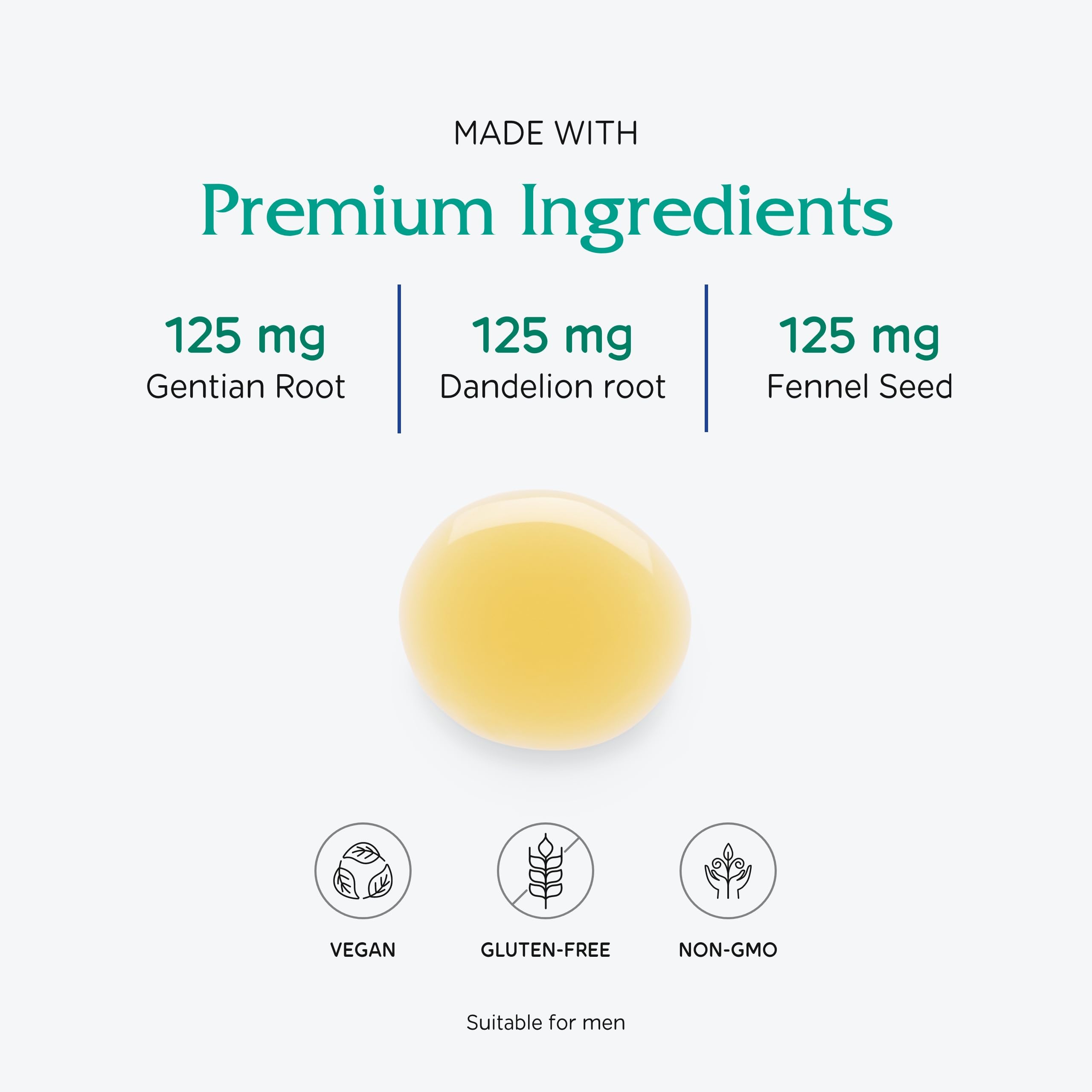 Étiquette verte claire sur Vitanica Bitters Tonic.