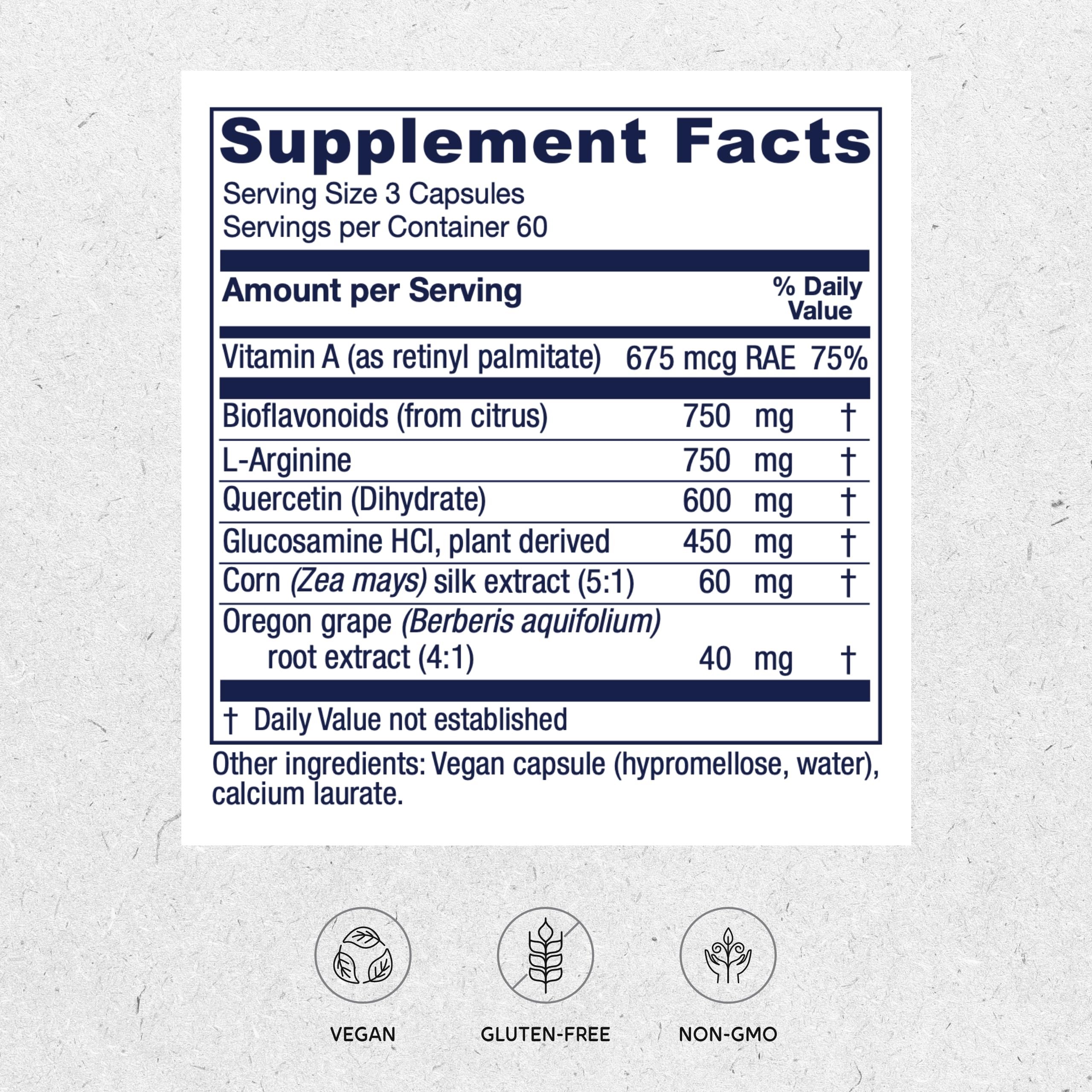 Vitanica Bladder Ease — bouteille arrière, étiquette végan détaillée.