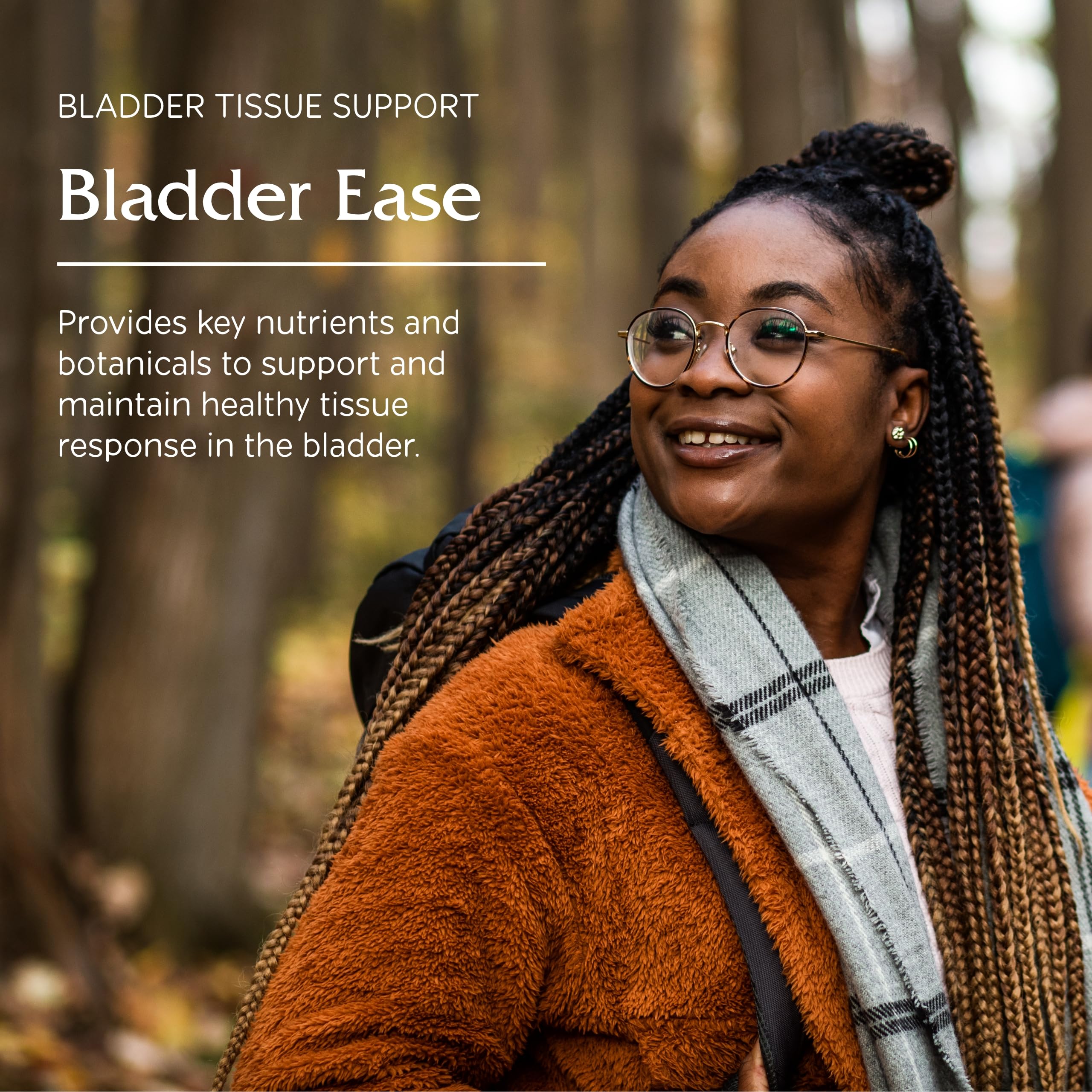 Vitanica Bladder Ease — étiquette montrant les ingrédients sans conservateurs.