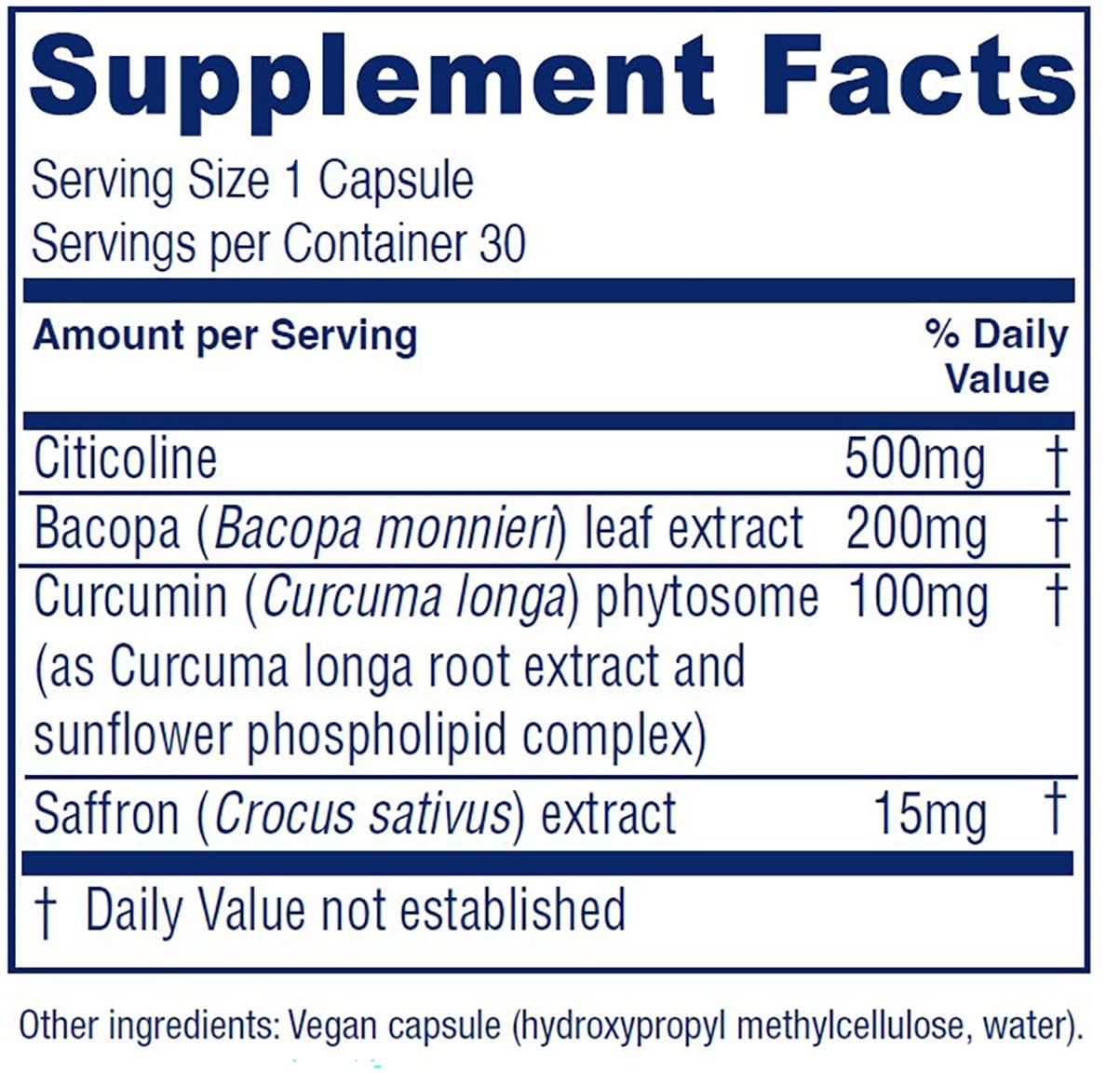 Capsules Brain Priority de Vitanica avec bacopa pour apprentissage et rappel potentiels.