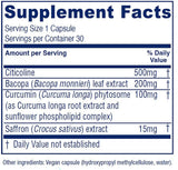 Capsules Brain Priority de Vitanica avec bacopa pour apprentissage et rappel potentiels.