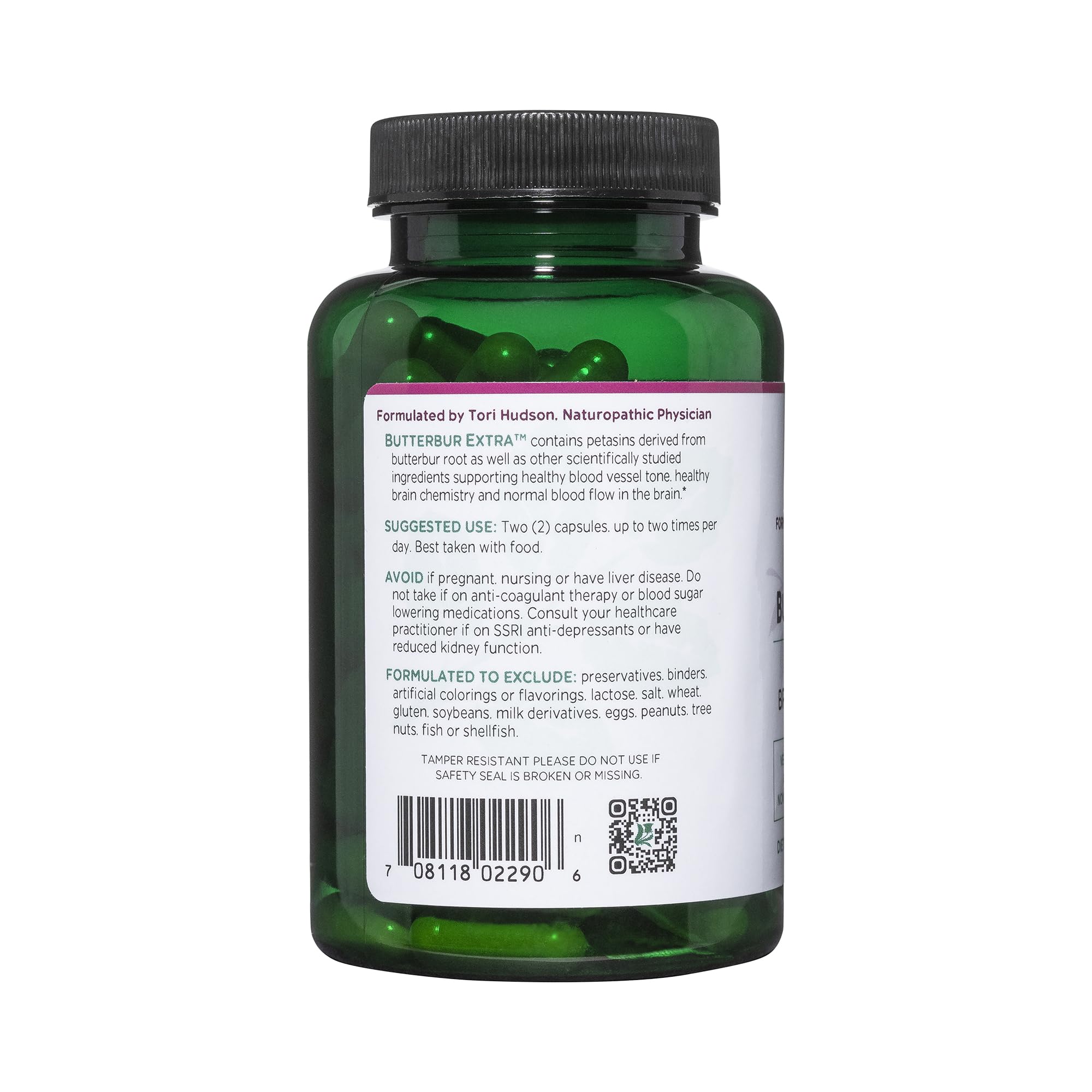 Gélules végétariennes Vitanica Butterbur Extra, faciles à avaler