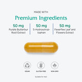 Ingrédients naturels et Butterbur Extra mis en avant dans la formule végétale.