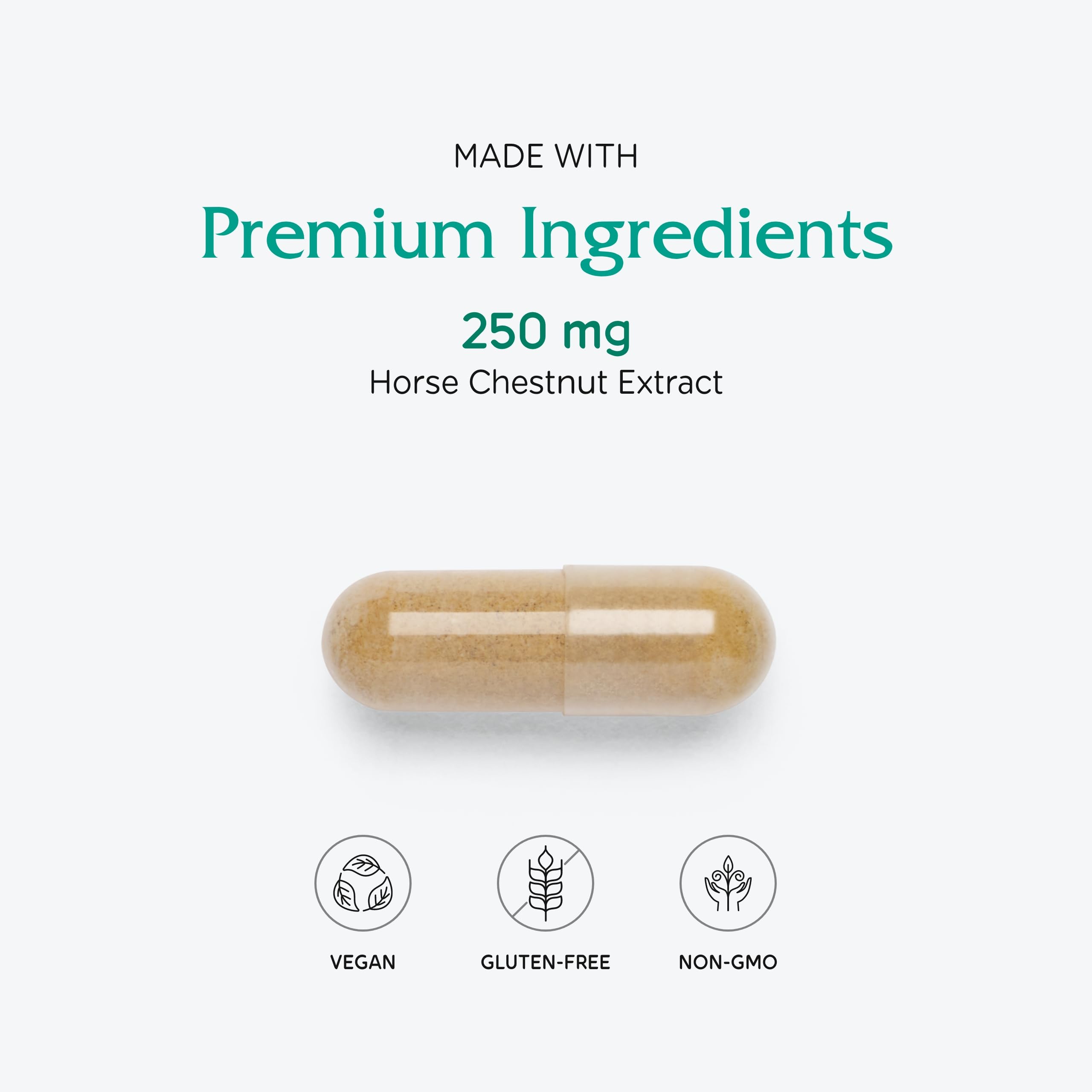 Étiquette vegan sur le pack Vitanica Châtaigne de cheval.