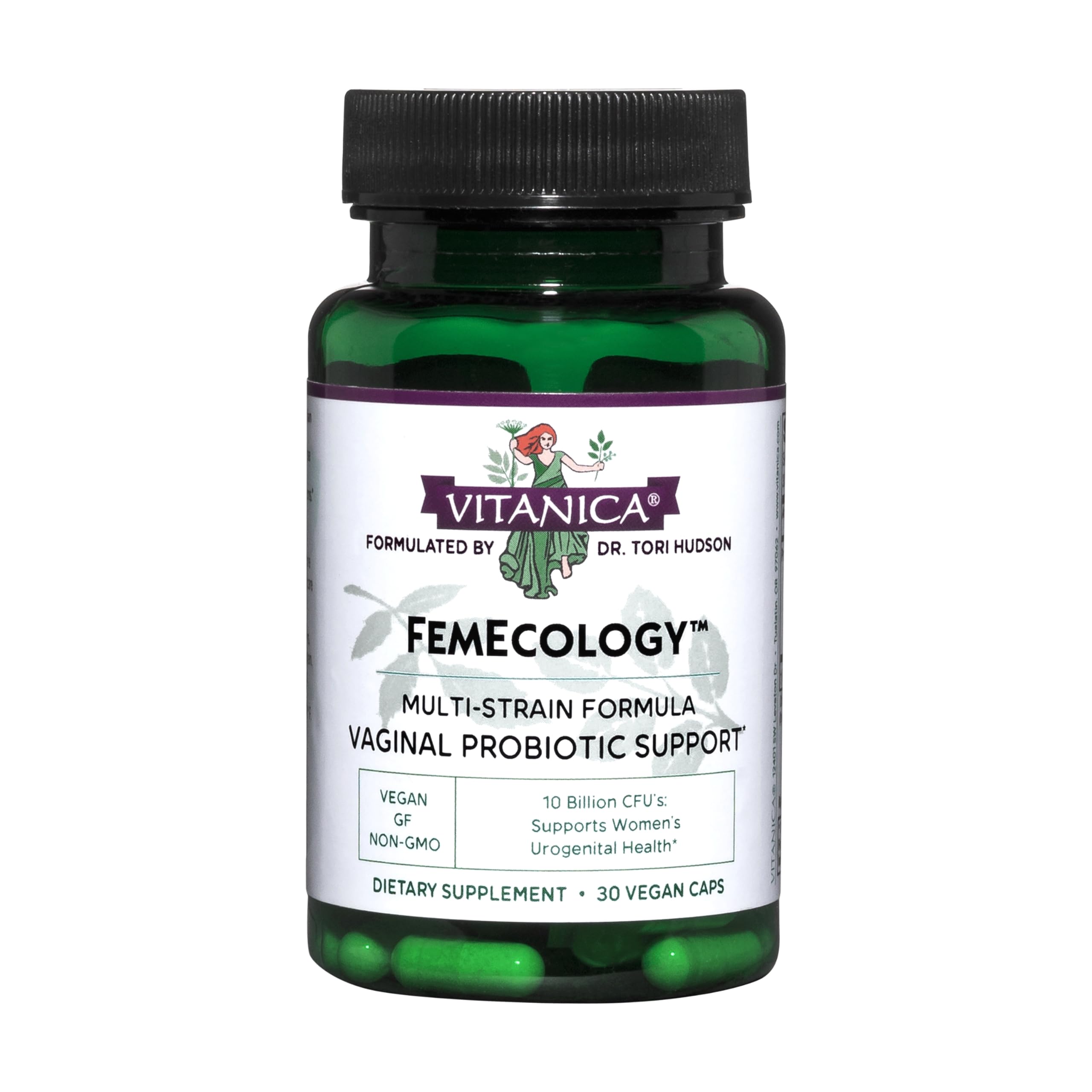 Bouteille Vitanica FemEcology – soutien potentiel à l'équilibre intime et intestinal.