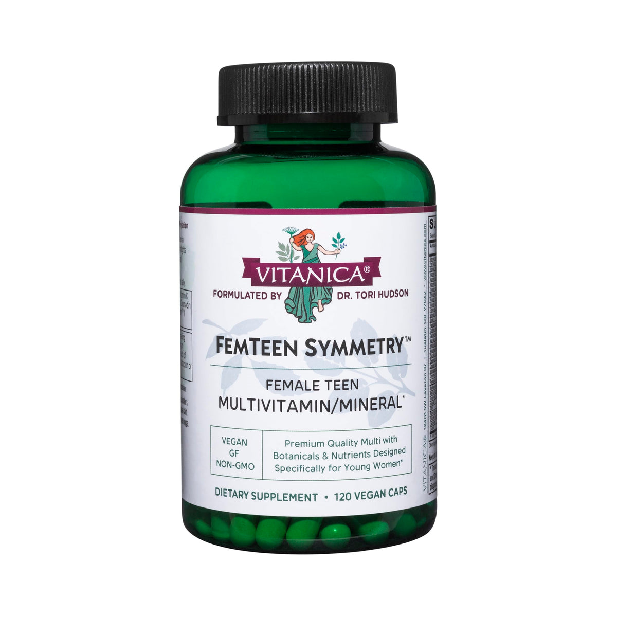 Vitanica FemTeen Symmetry – bouteille prête à soutenir l'alimentation quotidienne des adolescentes.