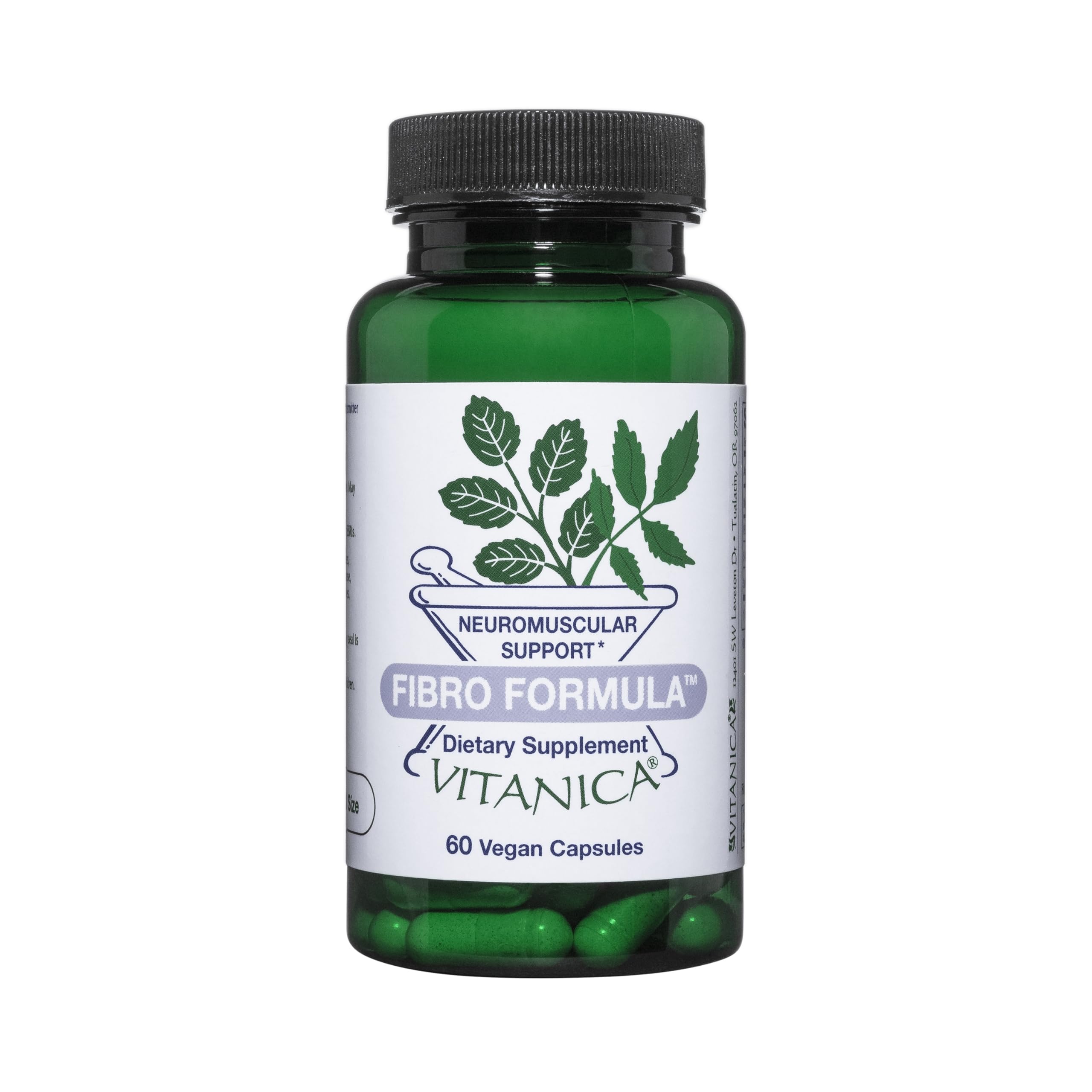 Vitanica Fibro Formula — bouteille: soutien neuromusculaire quotidien.