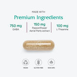 Étiquette vegan de Vitanica GABA Ease, produit sans ingrédients animaux.