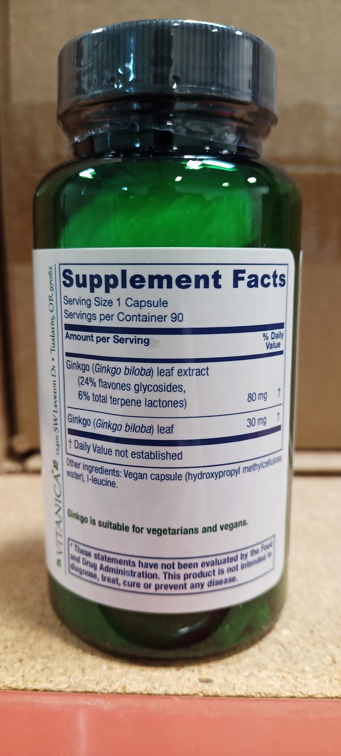 Vitanica Ginkgo Pro – emballage mettant en avant sans gluten
