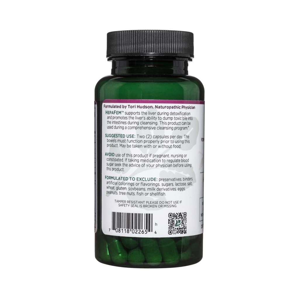Ingrédients naturels Hepafem, formulation adaptée végétariens et hommes.