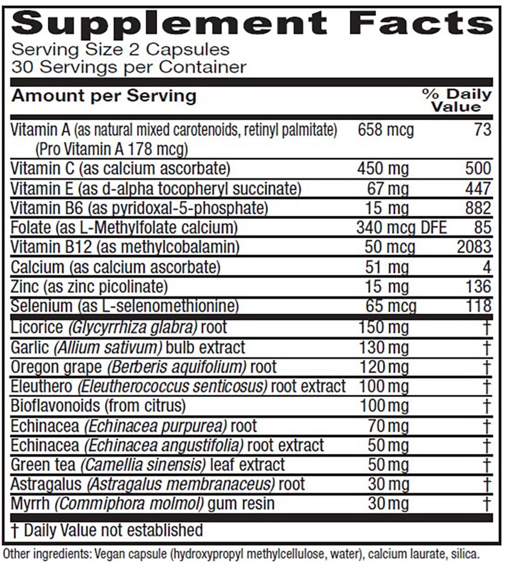 Étiquette frontale de Vitanica Immunité Symétrie affichant les informations essentielles.