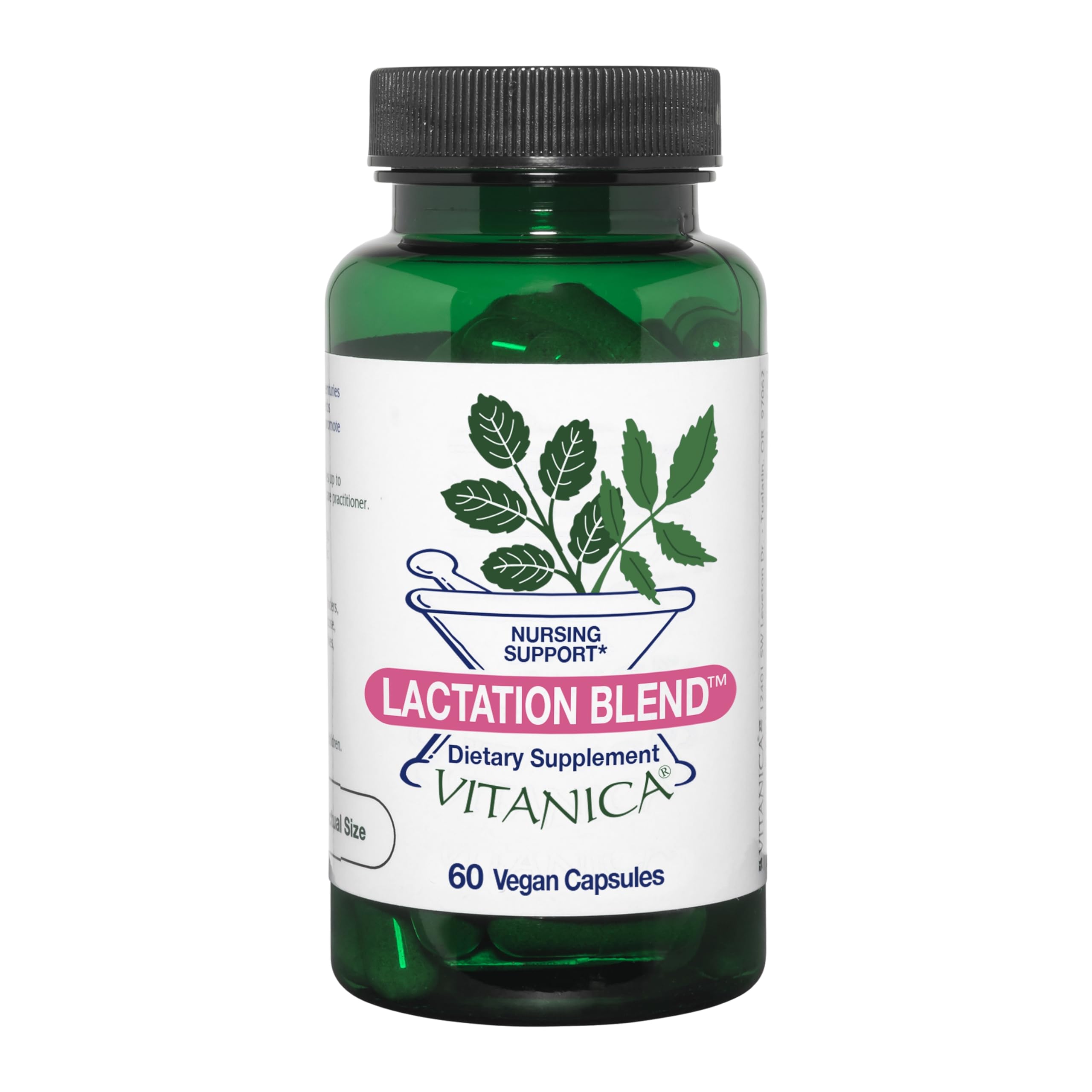 Vitanica Lactation Blend – bouteille et gélules, soutien naturel à l’allaitement.