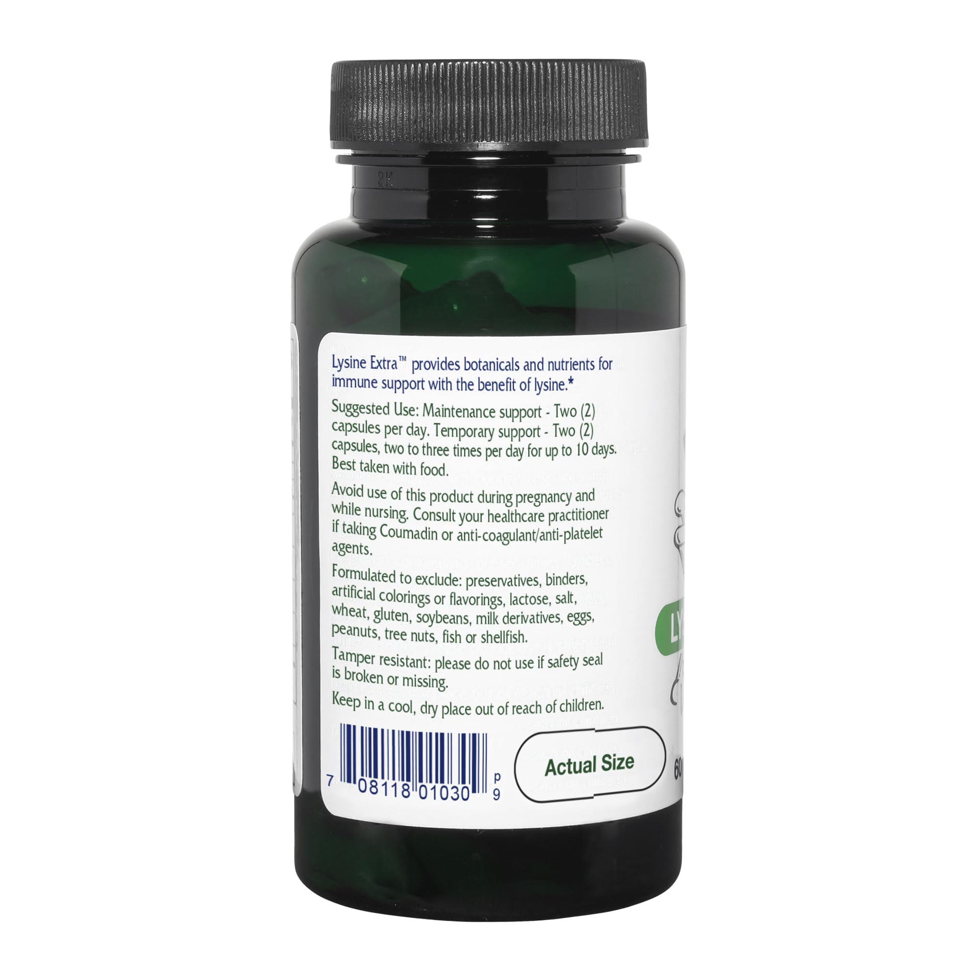 Vitanica Lysine Extra — étiquette claire pour vérifier les ingrédients.