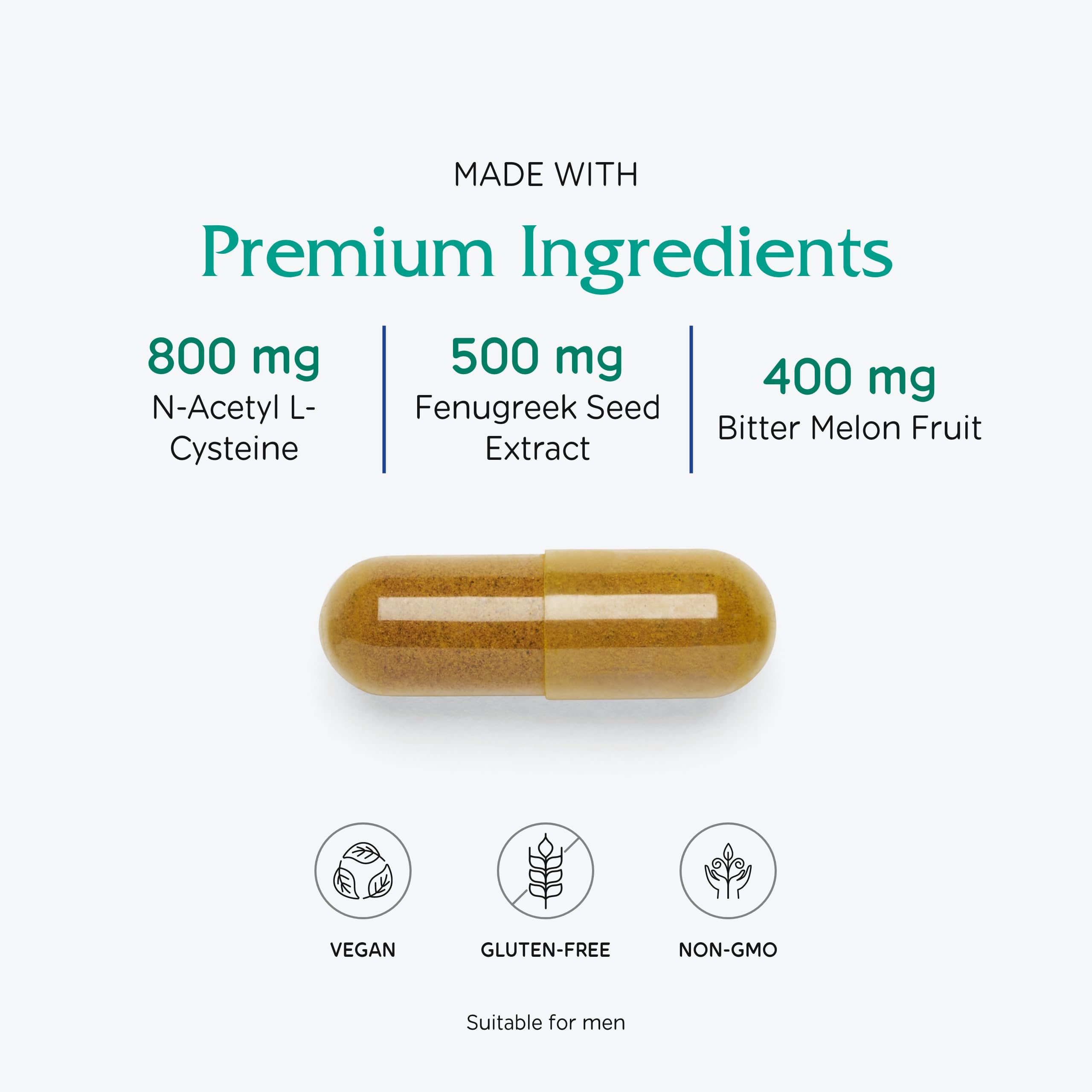 Vitanica Metabolic Manager – ingrédients clés NAC et curcuma mis en avant sur l emballage.