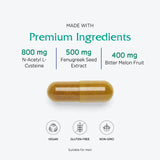 Vitanica Metabolic Manager – ingrédients clés NAC et curcuma mis en avant sur l emballage.