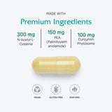 Capsules véganes du Vitanica NAC-PEA Extra faciles à avaler.