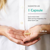 Utilisation en déplacement: flacon Vitanica Nausea Ease dans un sac.