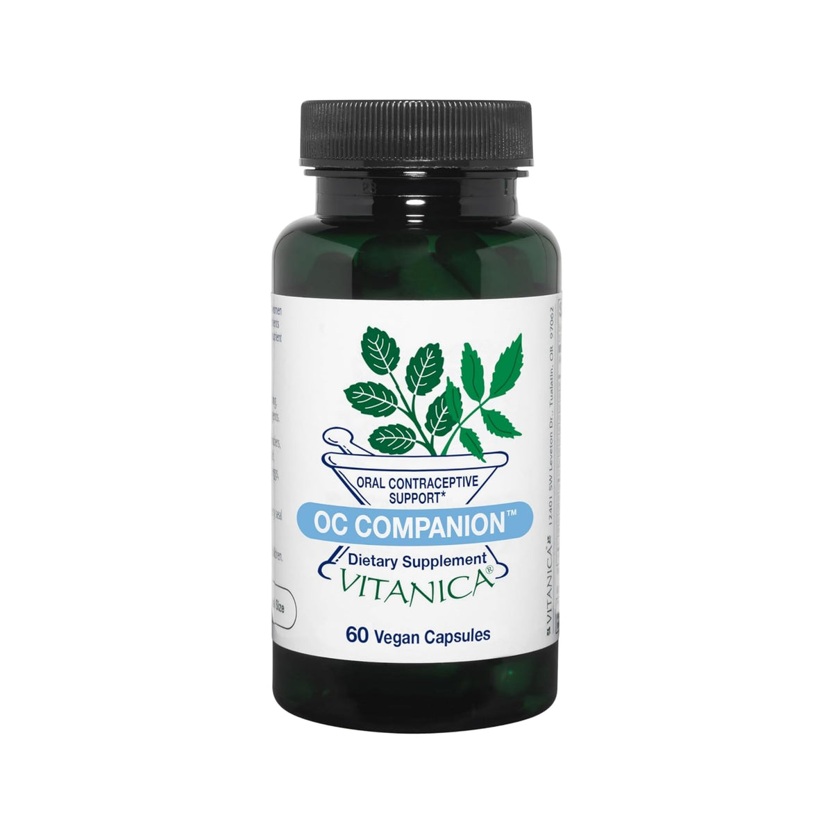 Vitanica OC Companion: bouteille et capsules, soutien nutritionnel lors des cycles hormonaux.