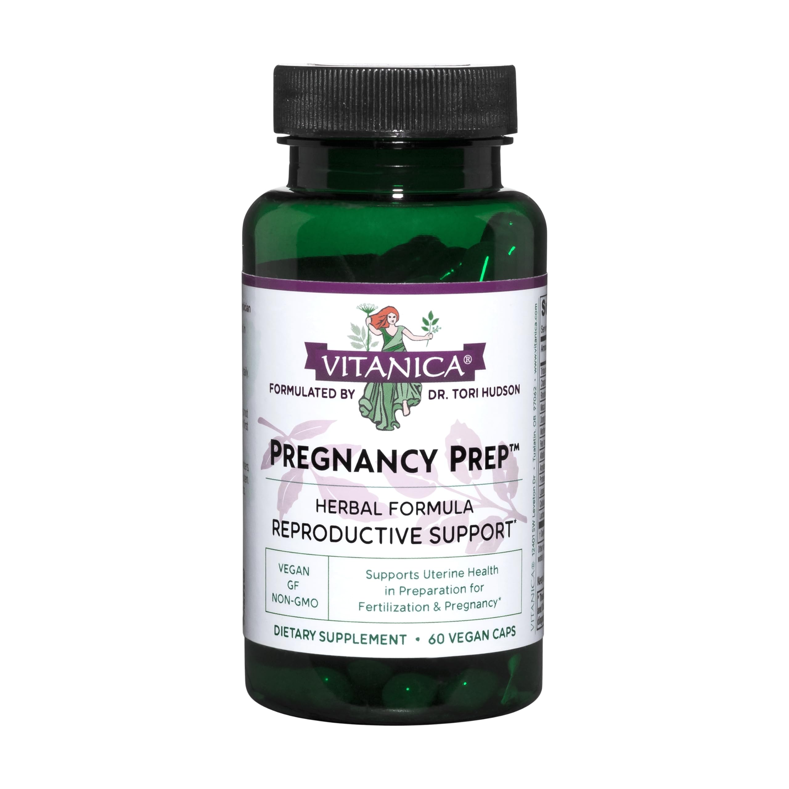 Vitanica Préparation grossesse - bouteille vegan pour soutenir le système reproductif.