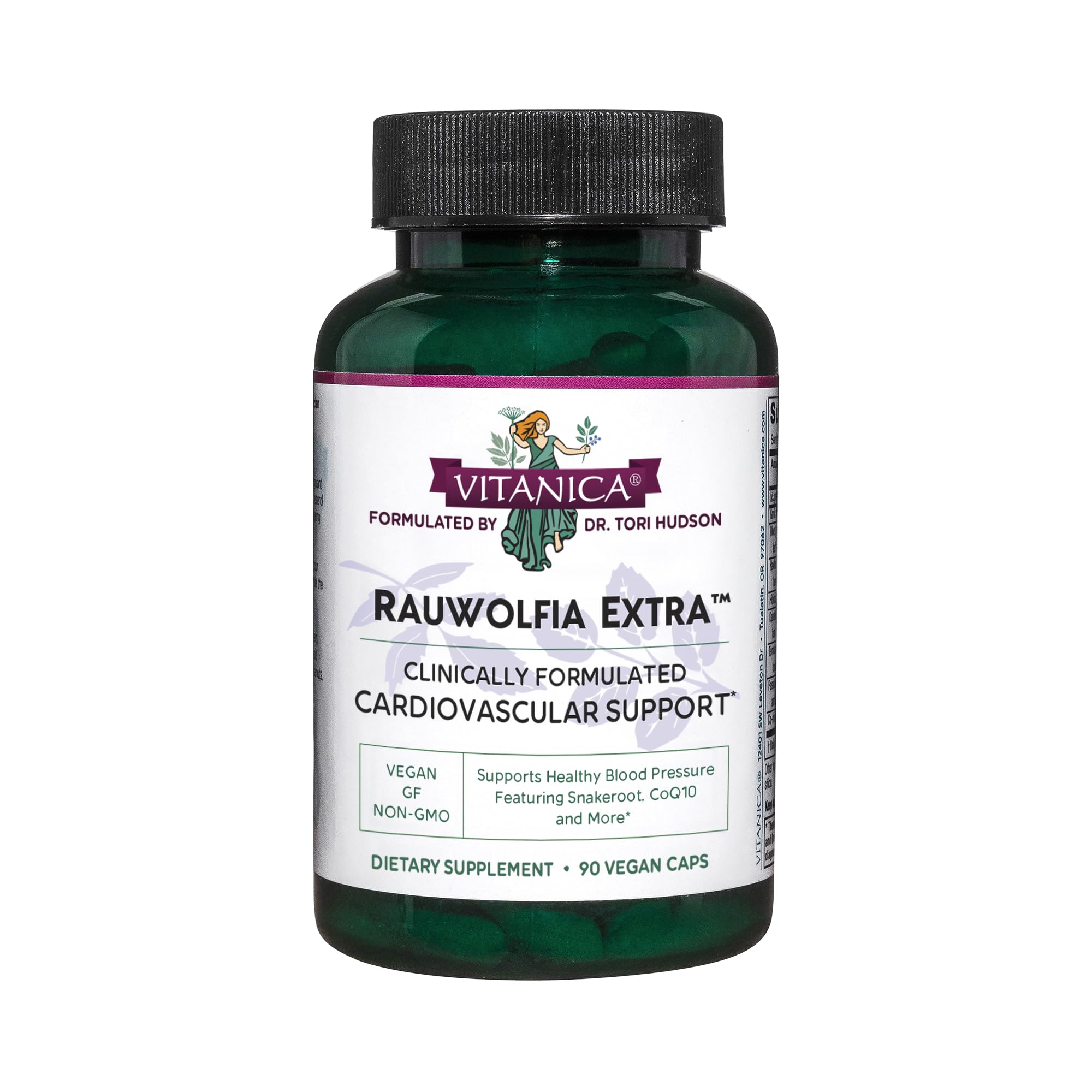 Flacon Vitanica Rauwolfia Extra potentiel soutien d'une pression artérielle stable.