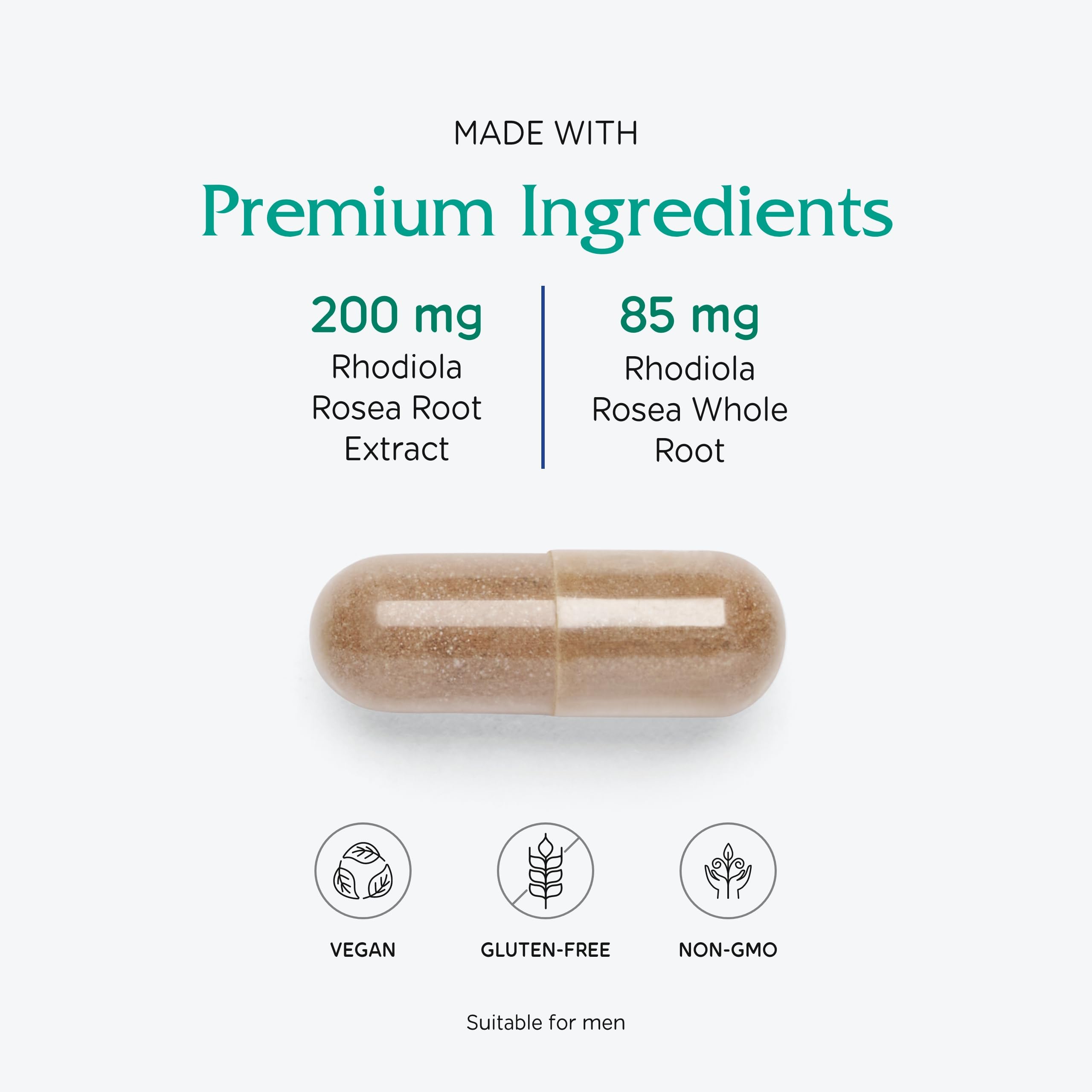 Vitanica Rhodiola Extrait 200 mg: capsules vegan pratiques à emporter.