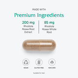 Vitanica Rhodiola Extrait 200 mg: capsules vegan pratiques à emporter.