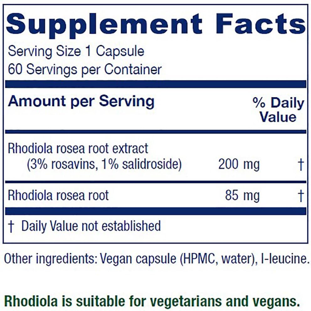 Vitanica Rhodiola Extrait 200 mg: capsules veganes et faciles à ingérer.