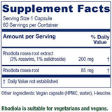 Vitanica Rhodiola Extrait 200 mg: capsules veganes et faciles à ingérer.