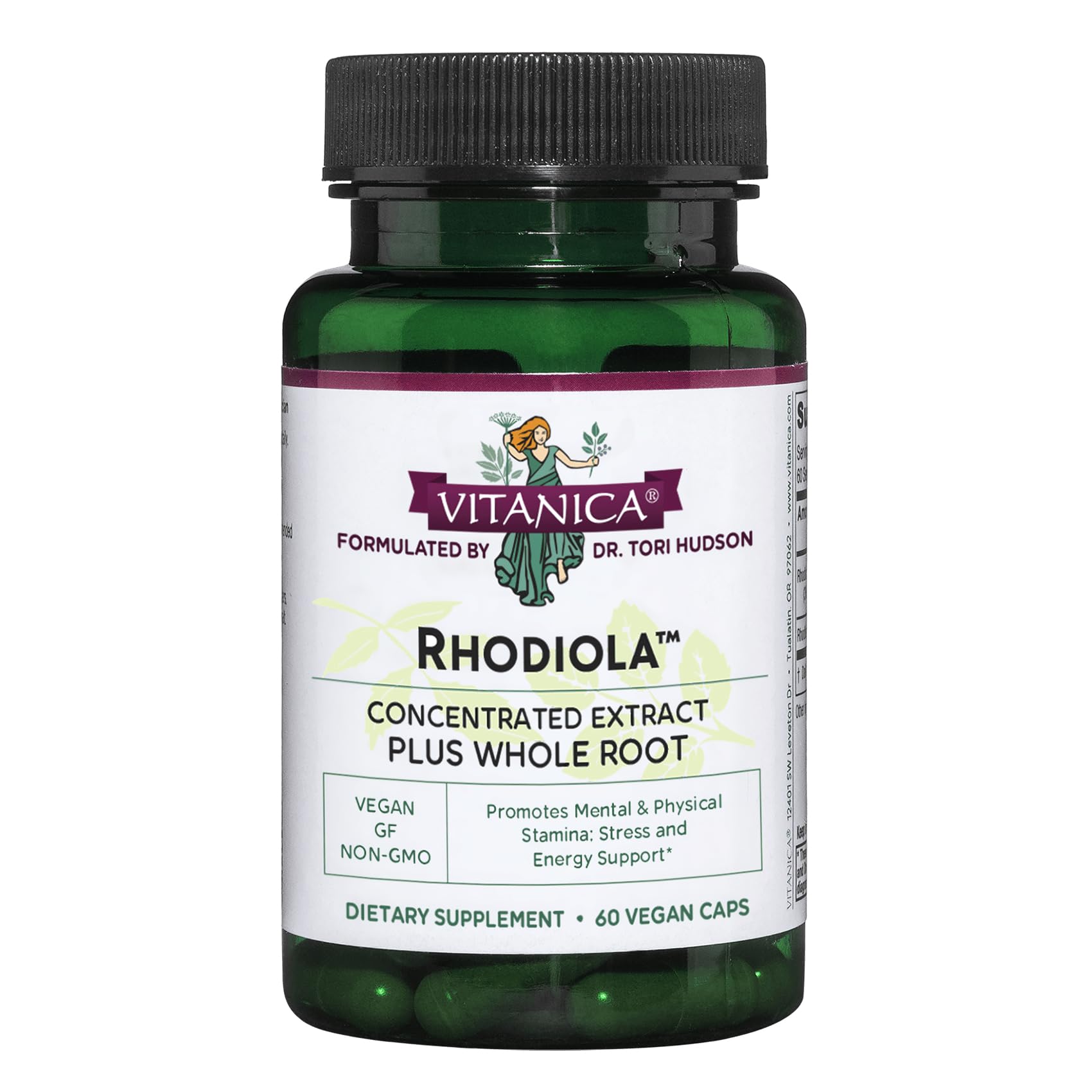 Capsules Vitanica Rhodiola Rosea, soutien potentiel à la concentration et au bien-être.