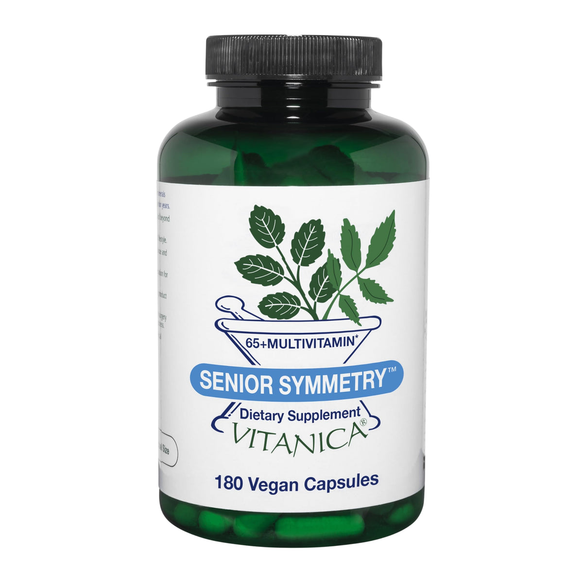 Vitanica Senior Symmetry, bouteille de gélules, présentation complète pour 65 ans et plus.
