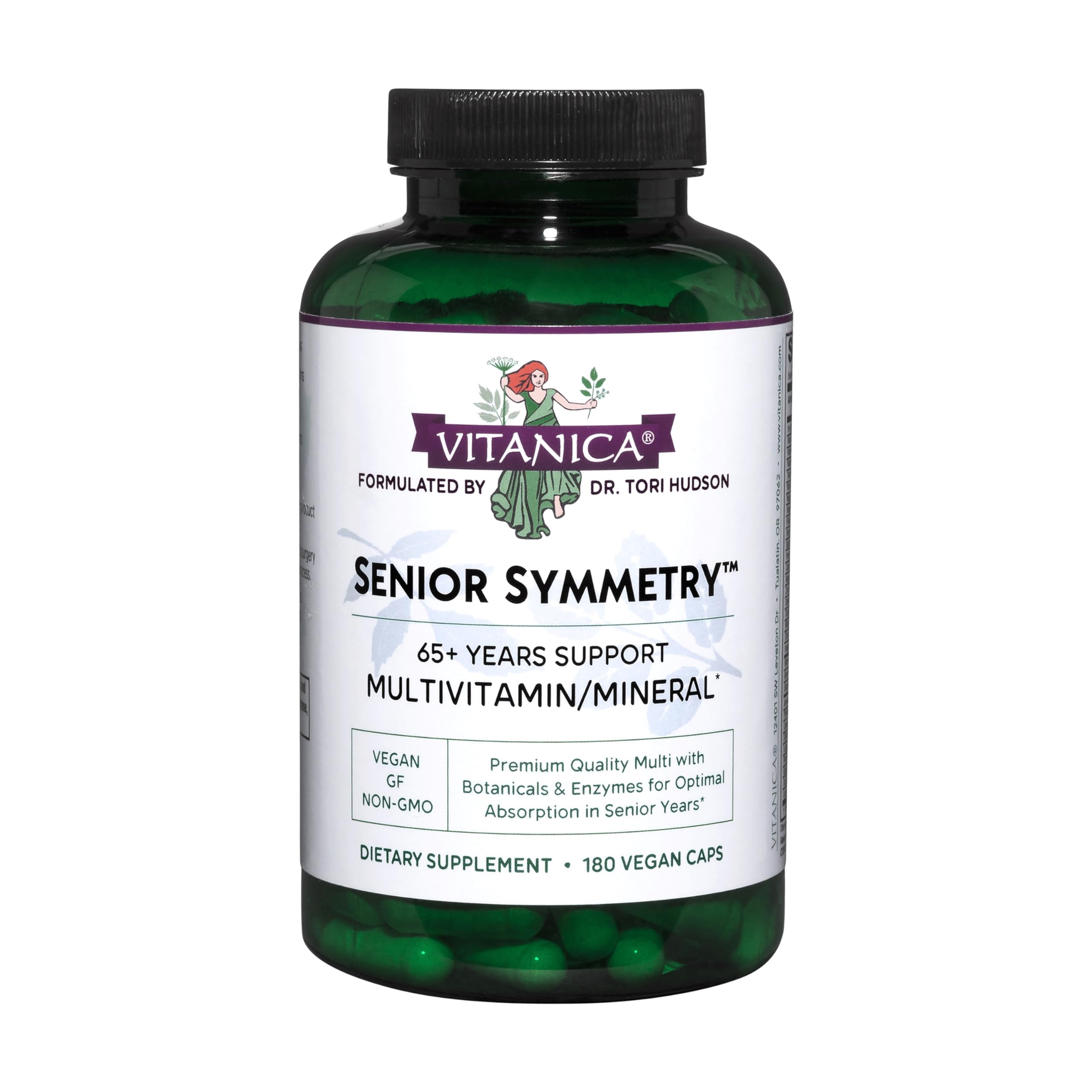 Vitanica Senior Symmetry, bouteille de gélules prête à l’emploi pour le soutien quotidien.