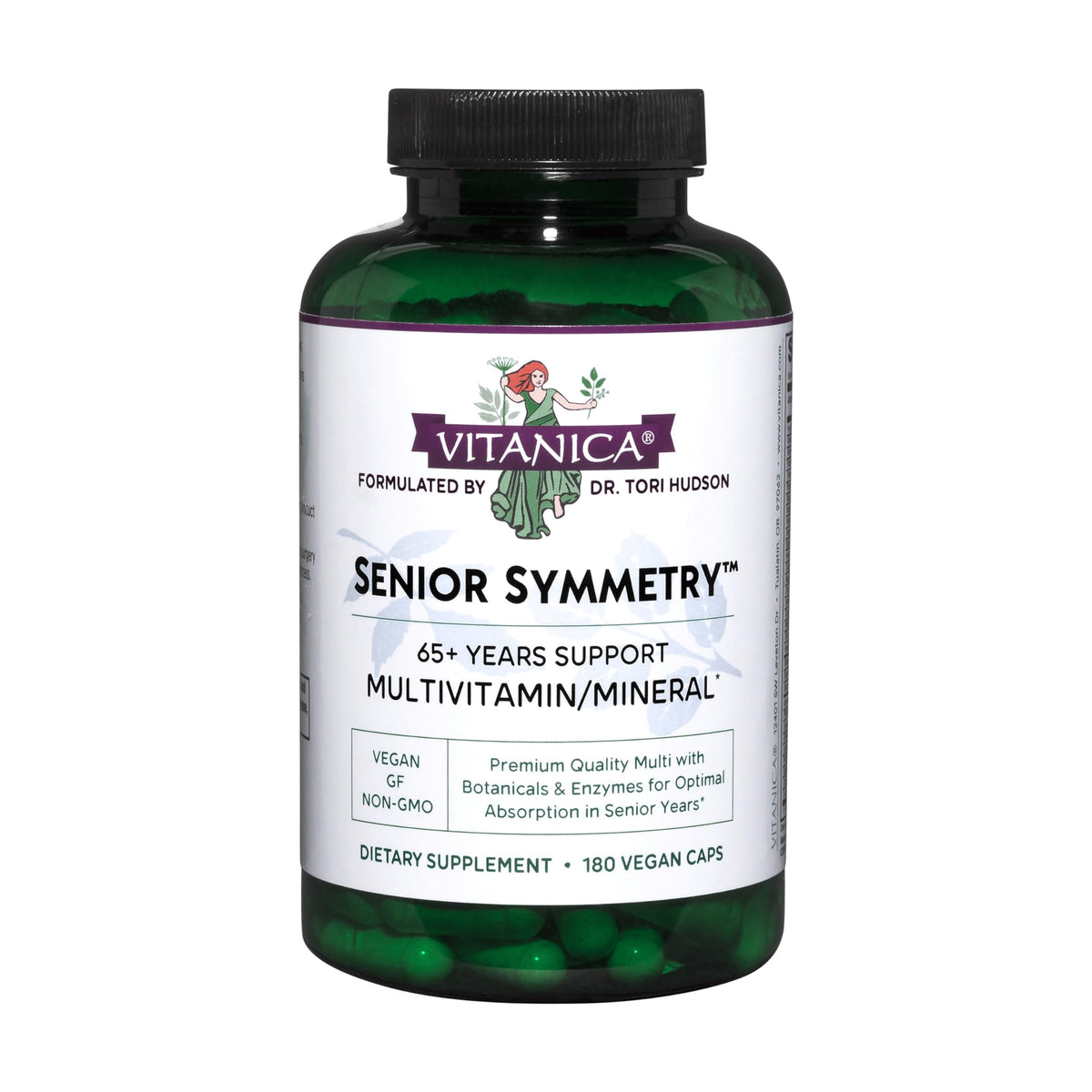 Vitanica Senior Symmetry, bouteille de gélules prête à l’emploi pour le soutien quotidien.