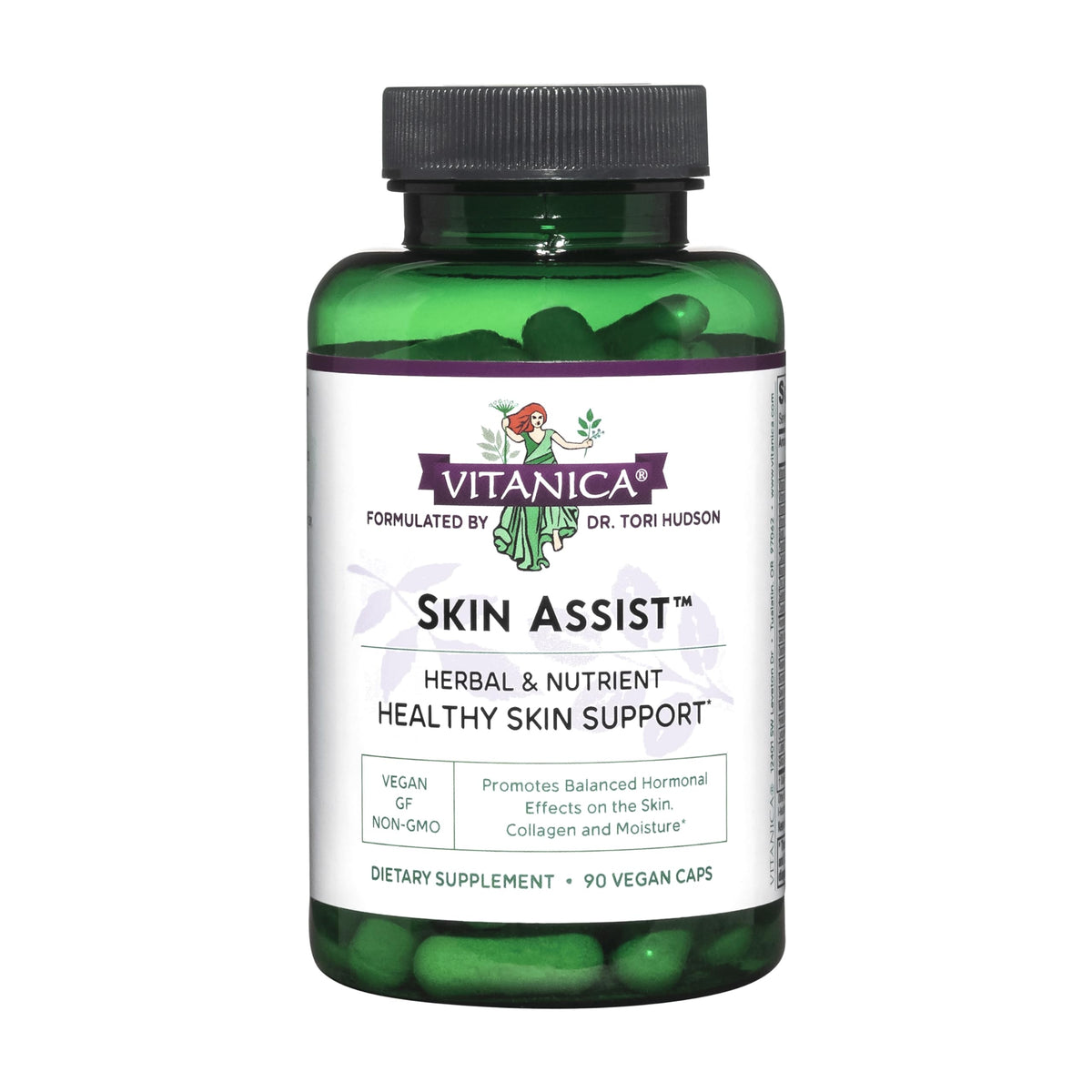 Vitanica Skin Assist, bouteille 90 capsules pour un soutien cutané.