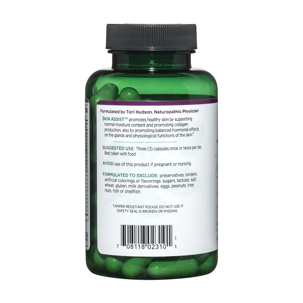 Vitanica Skin Assist, étiquette produit et informations sur les ingrédients.