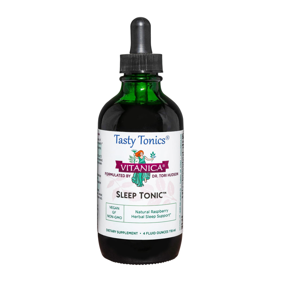 Vitanica Sleep Tonic : flacon visible, soutien la relaxation avant le coucher.