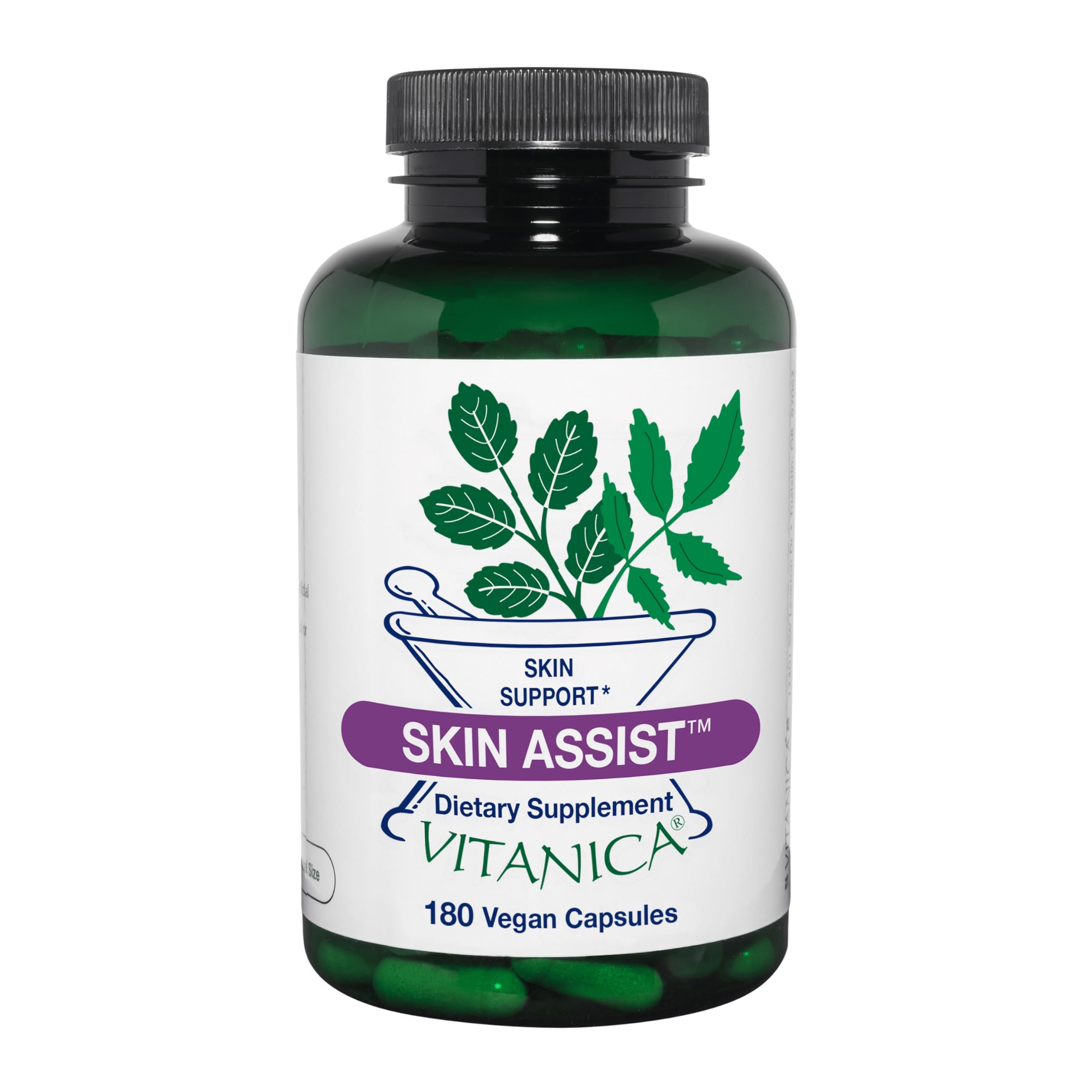 Soin Peau Vitanica: bouteille 180 gélules pour une peau saine et lumineuse.