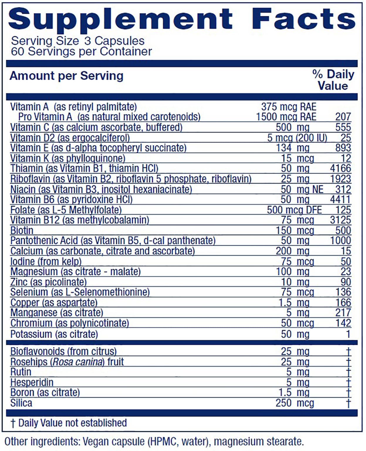 Vitanica Symmetry etiquette-produit: présentation claire et ingrédients premium.