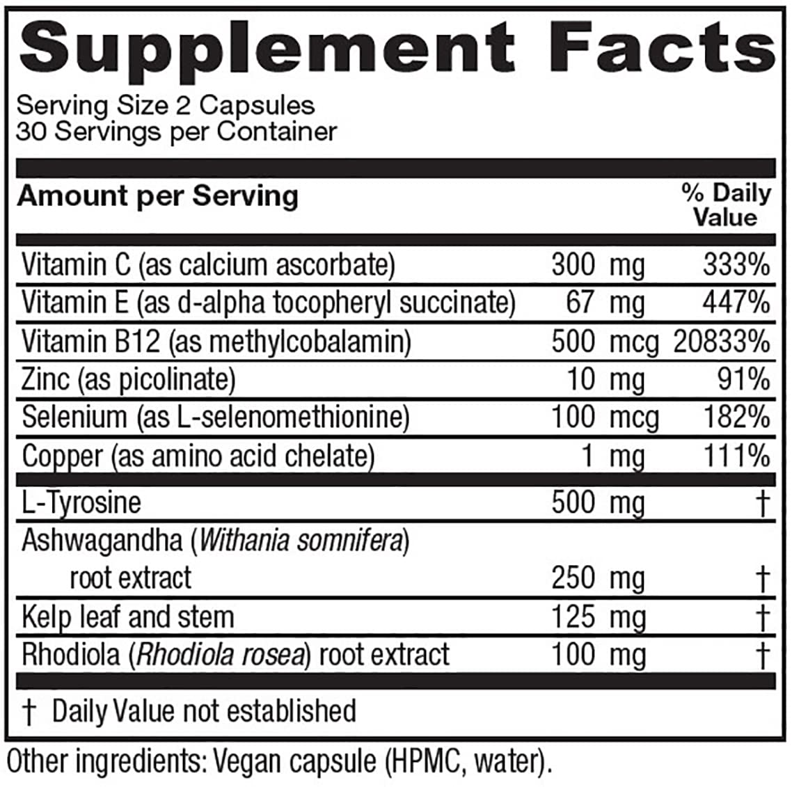 Capsules véganes Vitanica ThyroFem, adaptées à un mode de vie végétal.