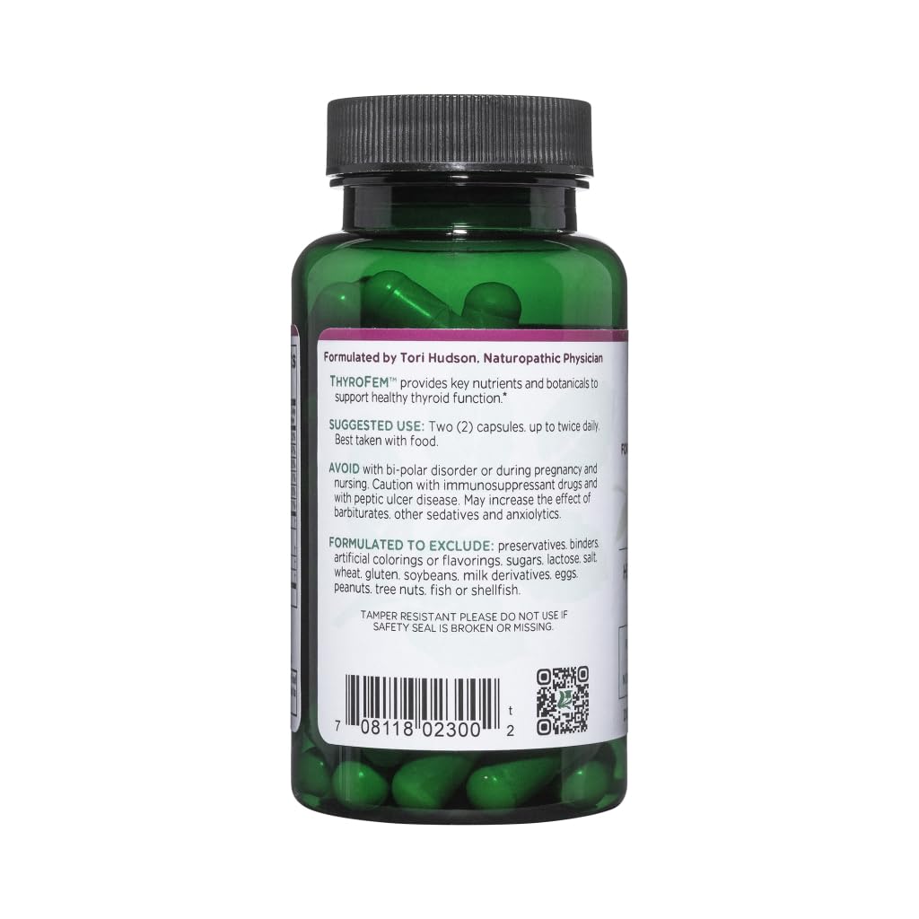 Étiquette Vitanica ThyroFem sans additifs, informations claires et lisibles.