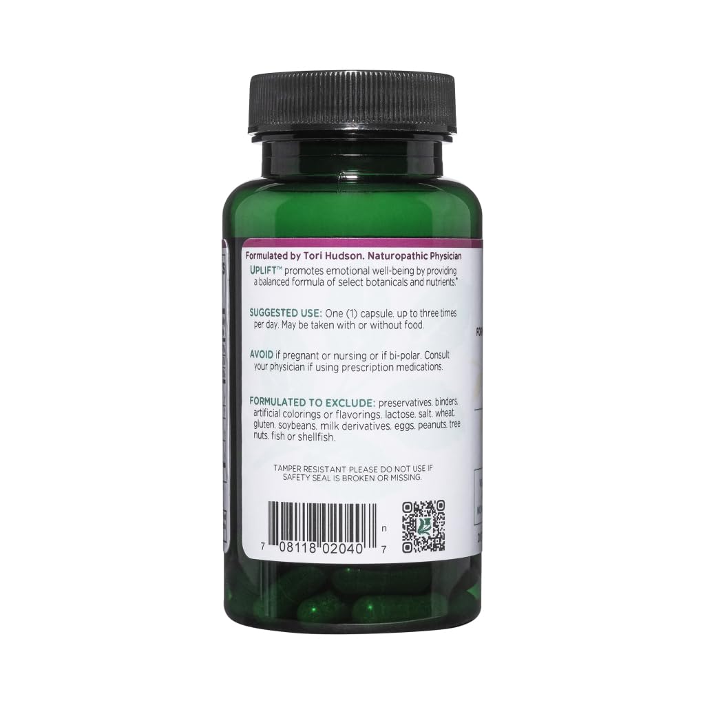 Vitanica Uplift – étiquette-produit indiquant une formule végan et ses composants.