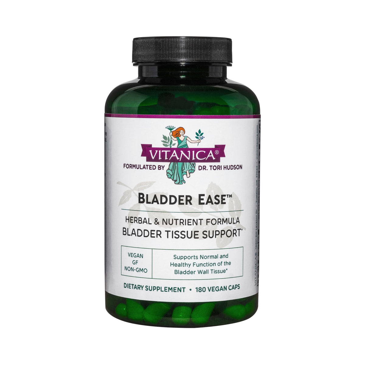 Vitanica Bladder Ease: bouteille de capsules pour le soutien des tissus vésicaux.