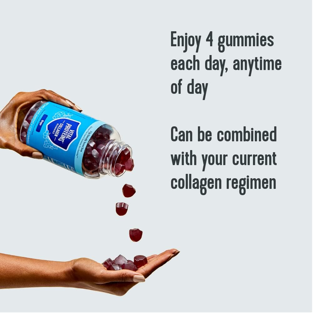 Vital Proteins Collagen Gummies, emballage pratique, dose quotidienne simple.