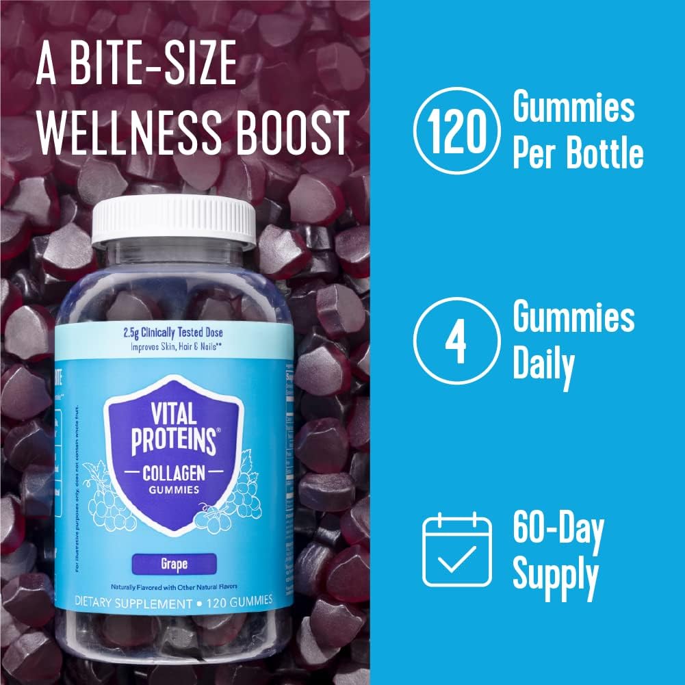 Vital Proteins Collagen Gummies, flacon 30 jours, usage pratique.