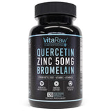 VitaRaw Quercetine Bromélaïne – bouteille, soutien immunitaire potentiel.