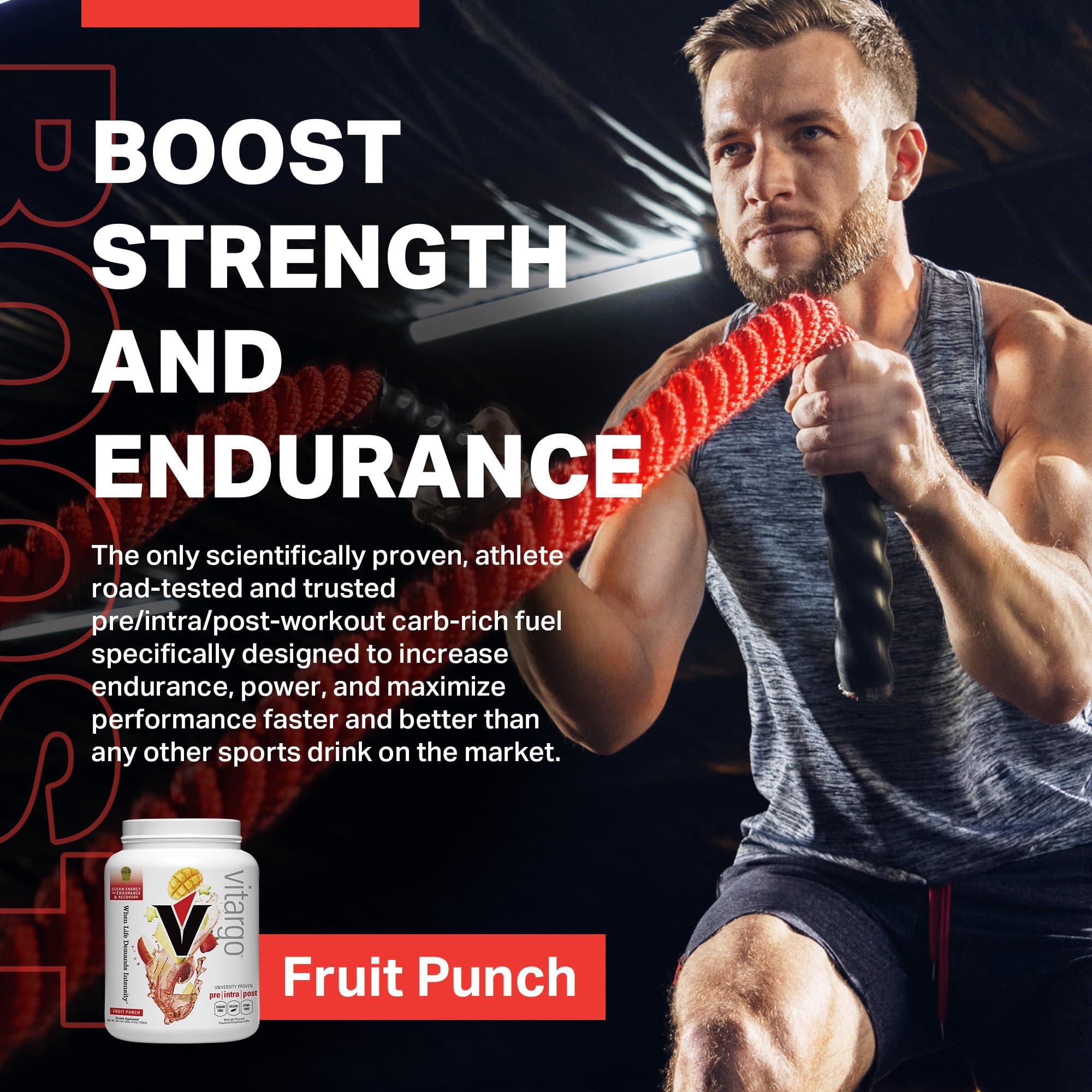 Vitargo Mélange dans Verre Fruit Punch, solution prête à l'emploi pendant l'entraînement.