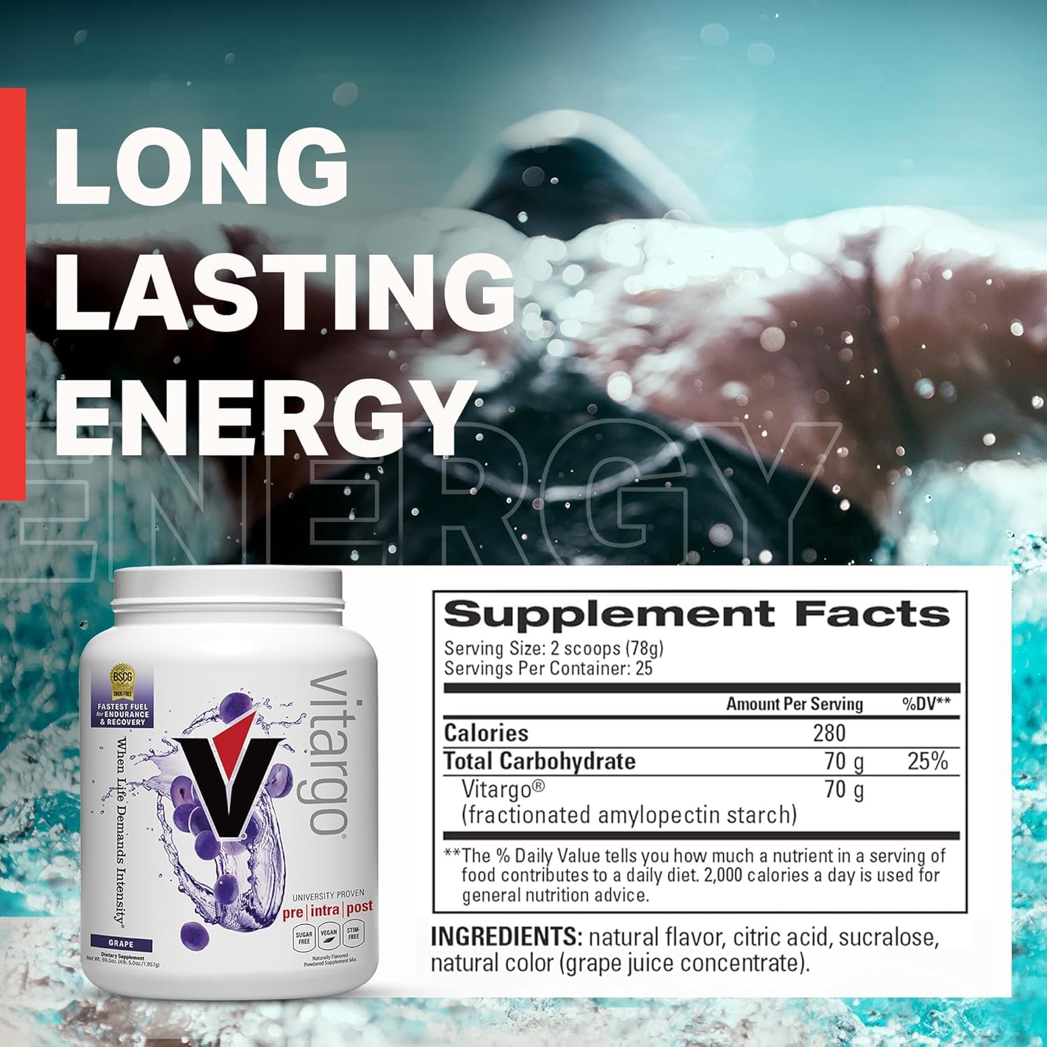 Vitargo poudre glucides facile à digérer: convient pré et post-entraînement.