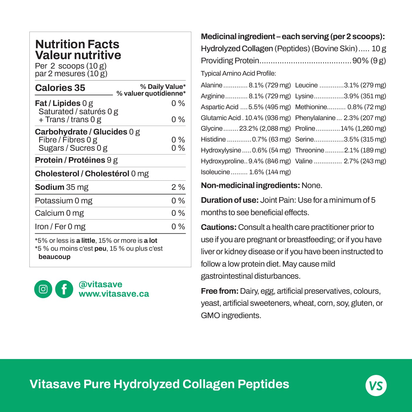 Vitasave Collagene Poudre pour articulations et flexibilite