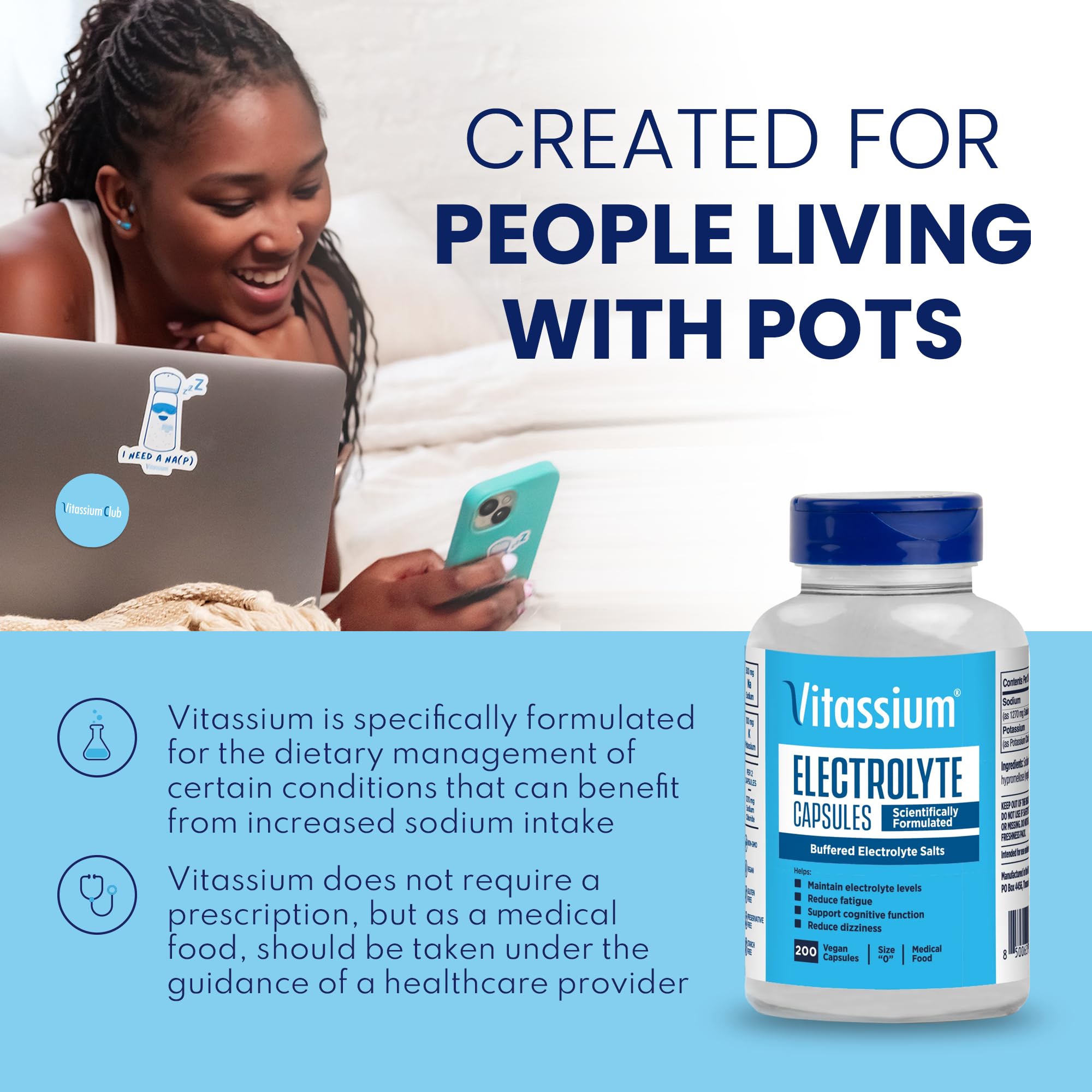 Vitassium capsules électrolytes, petites gélules faciles sur l'estomac